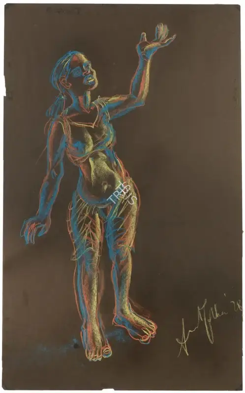 Anna Molka Ahmed (Artist), Untitled (Woman with raised hand), 1978, Painting