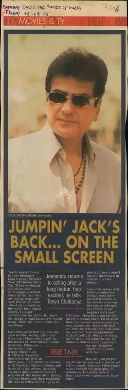 Tanya Chaitanya (Reporter), Jumpin 'Jack's Back… on the Small Screen, 2005, Newspaper Clipping