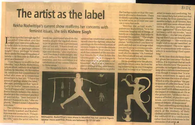 Kishore Singh (Reporter), The Artist as the Lable, 2008, Newspaper Clipping