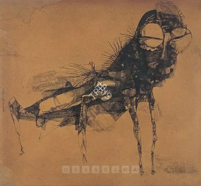Ganesh Pyne (Artist), The Insect, 1965, Painting