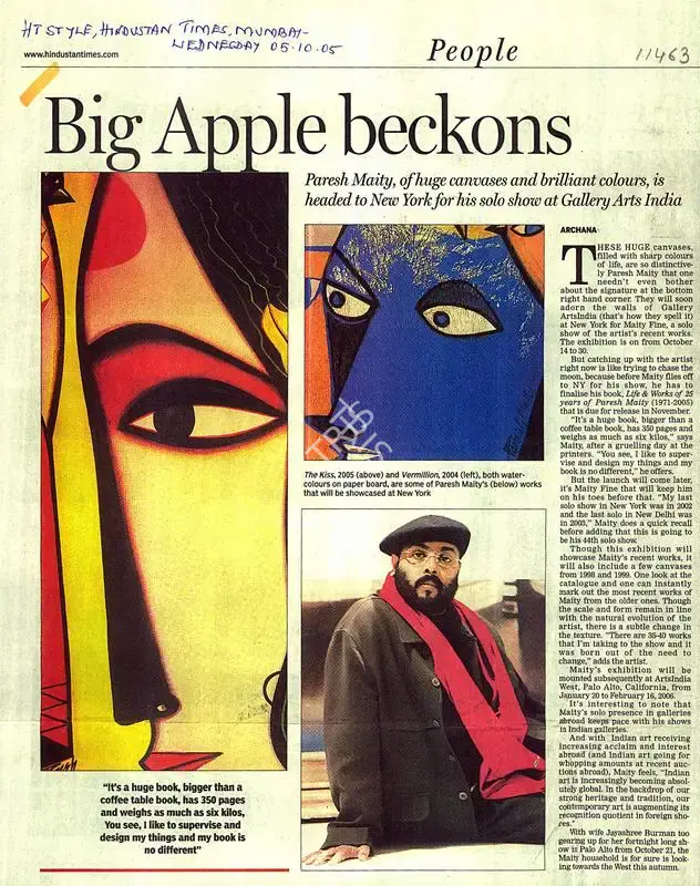 Archana (Writer), Big Apple Beckons, 2005, Newspaper clipping