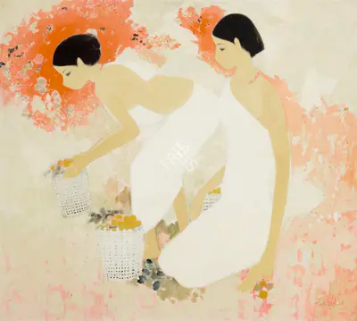 Bendre, N.S. (Artist). Untitled (Women Picking Fruit), 1973 | Painting, Ch.NeY/22.09.21, 2021 · Christie's