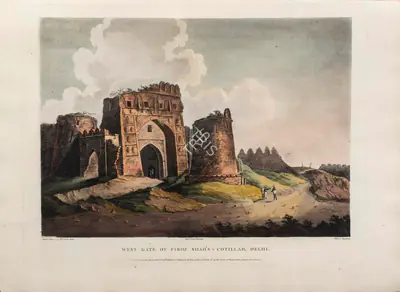 Fellows (Printmaker), West Gate of Feroz Shah's Cotillah, Delhi, 1802, Aquatint