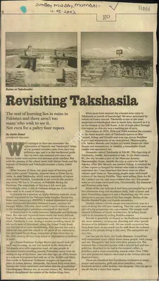 Jatin Desai (Reporter), Revisiting Takshasila, 2003, Newspaper Clipping