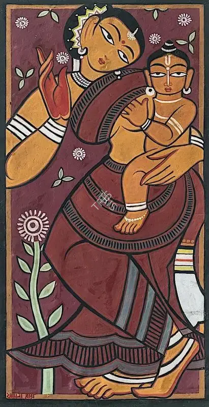 Jamini Roy (Artist), Mother & Child Series, 1949, Painting