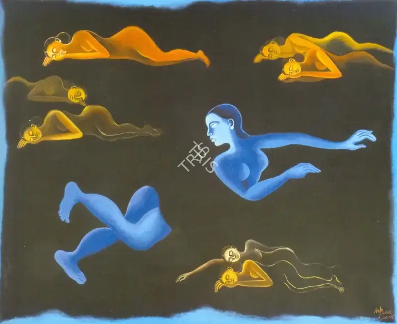 Arpana Caur (Artist), Blue Swimmer, 2005, Painting