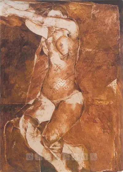 Jamil Naqsh (Artist), Reclining Nude, 1991, Painting