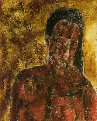 Padamsee, Akbar (Artist). Jeune femme aux cheveux noirs, la t te inclin e, 1962 | Painting, Ch.NeY/18.09.24, 2024 · Christie's