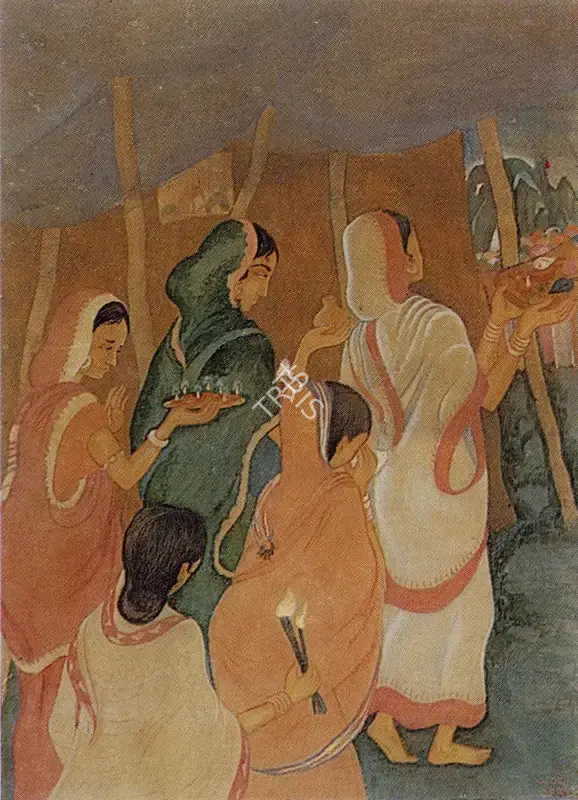 Atasi Baura (Artist), To the Pooja Mandap, 1944, Painting