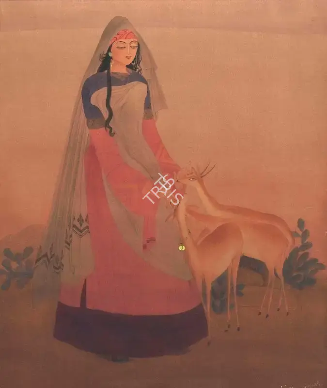 Chughtai, M.A.R. (Artist). Untitled (Laila in the Wilderness), n.d. | Painting, Ch.Lon/11.06.19, 2019 · Christie's