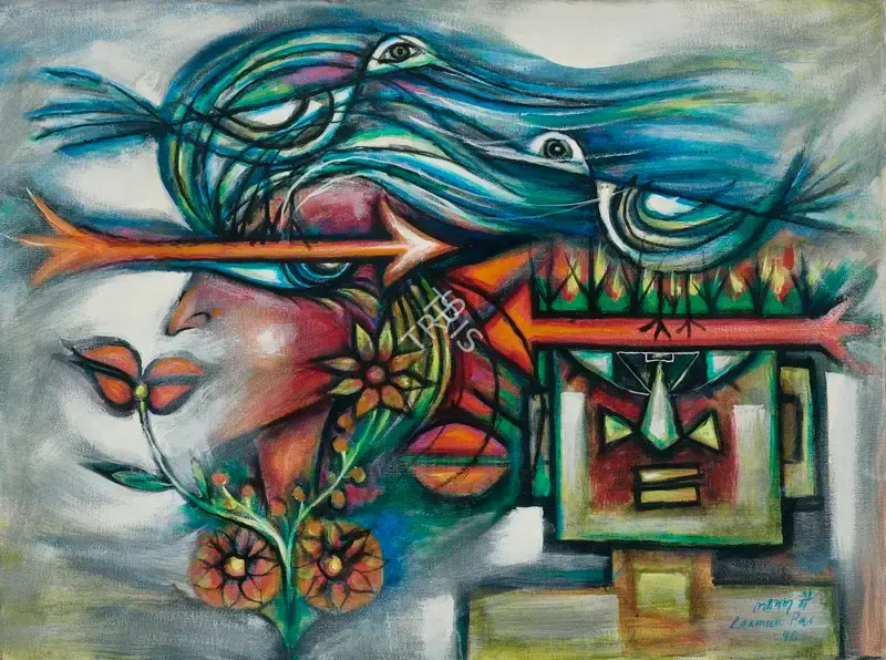 Pai, Laxman (Artist). Birds & Kites 9, 1996 | Painting, Ch.NeY/20.09.23, 2023 · Christie's