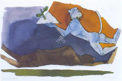 M.F. Husain (Artist), Hanuman, 1981, Painting