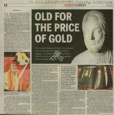 Avijit Ghosh (Reporter), Old For The Price Of Gold, 2008, Newspaper Clipping