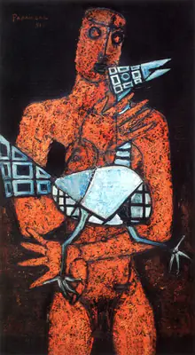 Akbar Padamsee (Artist), Woman with Bird, 1951, Painting