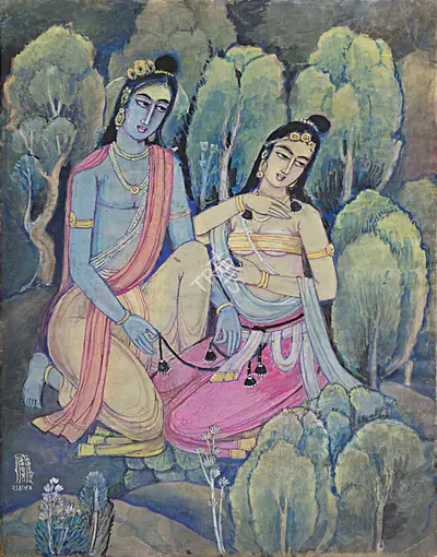 Ramgopal Vijaiwargiya (Artist), Untitled (Radha Krishna), 1994, Painting