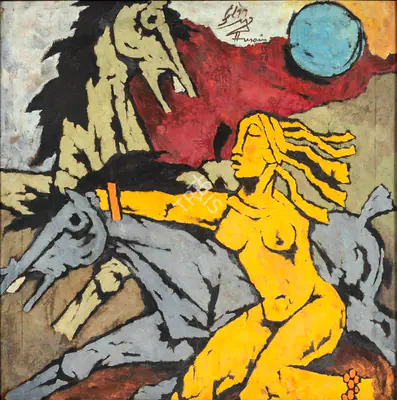 M.F. Husain (Artist), Untitled, 1960, Painting