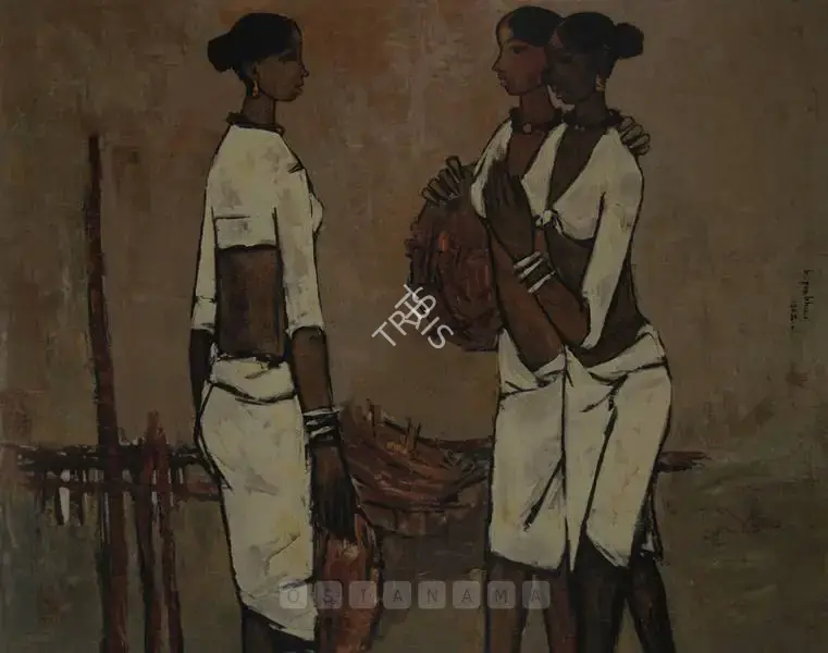 B. Prabha (Artist), Untitled (Three Women), 1962, Painting