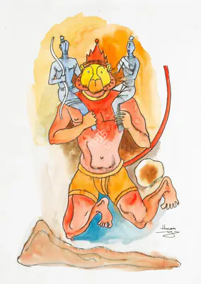 M.F. Husain (Artist), Hanuman, Painting