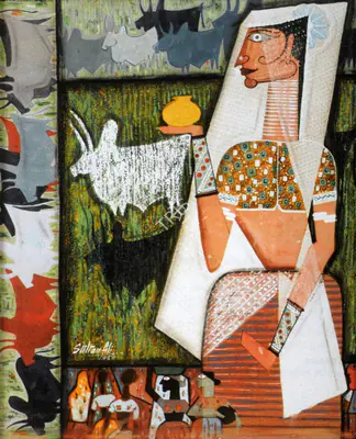 J. Sultan Ali (Artist), The Milkmaid, 1958, Painting