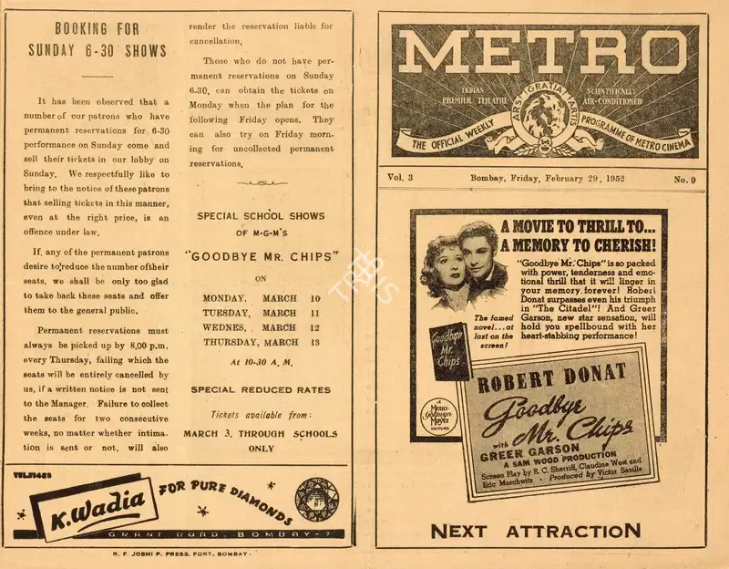 Sam Wood (Director), Goodbye Mr. Chips, 1939, Handbill