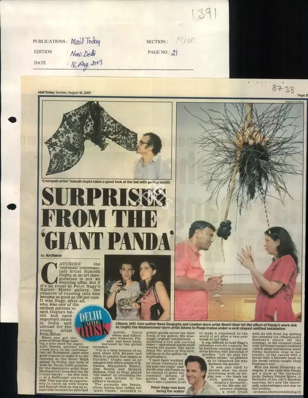 Archana Khare (Reporter), Surprises from the 'Giant Panda', 2009, Newspaper Clipping