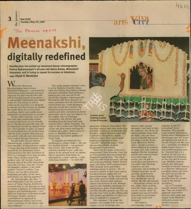 Utpal K. Banerjee (Reporter), Meenakshi, Digitally Redefined, 2007, Newspaper Clipping