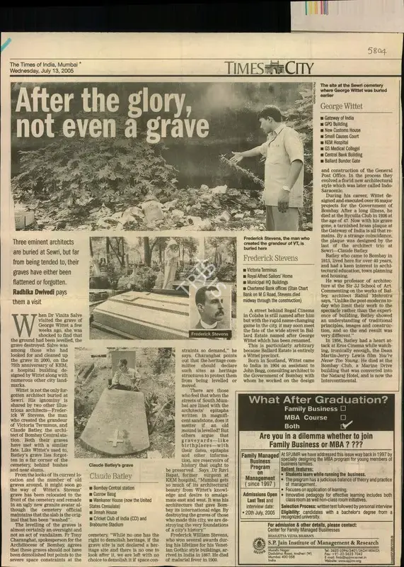 Radhika Dwivedi (Writer), After the Glory Not Even a Grave, 2005, Newspaper Clipping