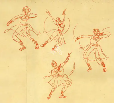 Shiavax Chavda (Artist), Tukra by Birju Maharaj, Sketch