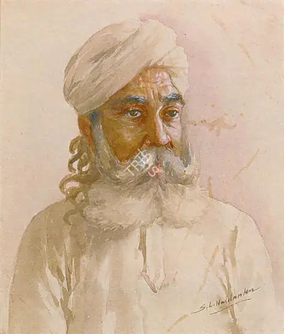 S.L. Haldankar (Artist), Portrait of a Bearded Man, Painting