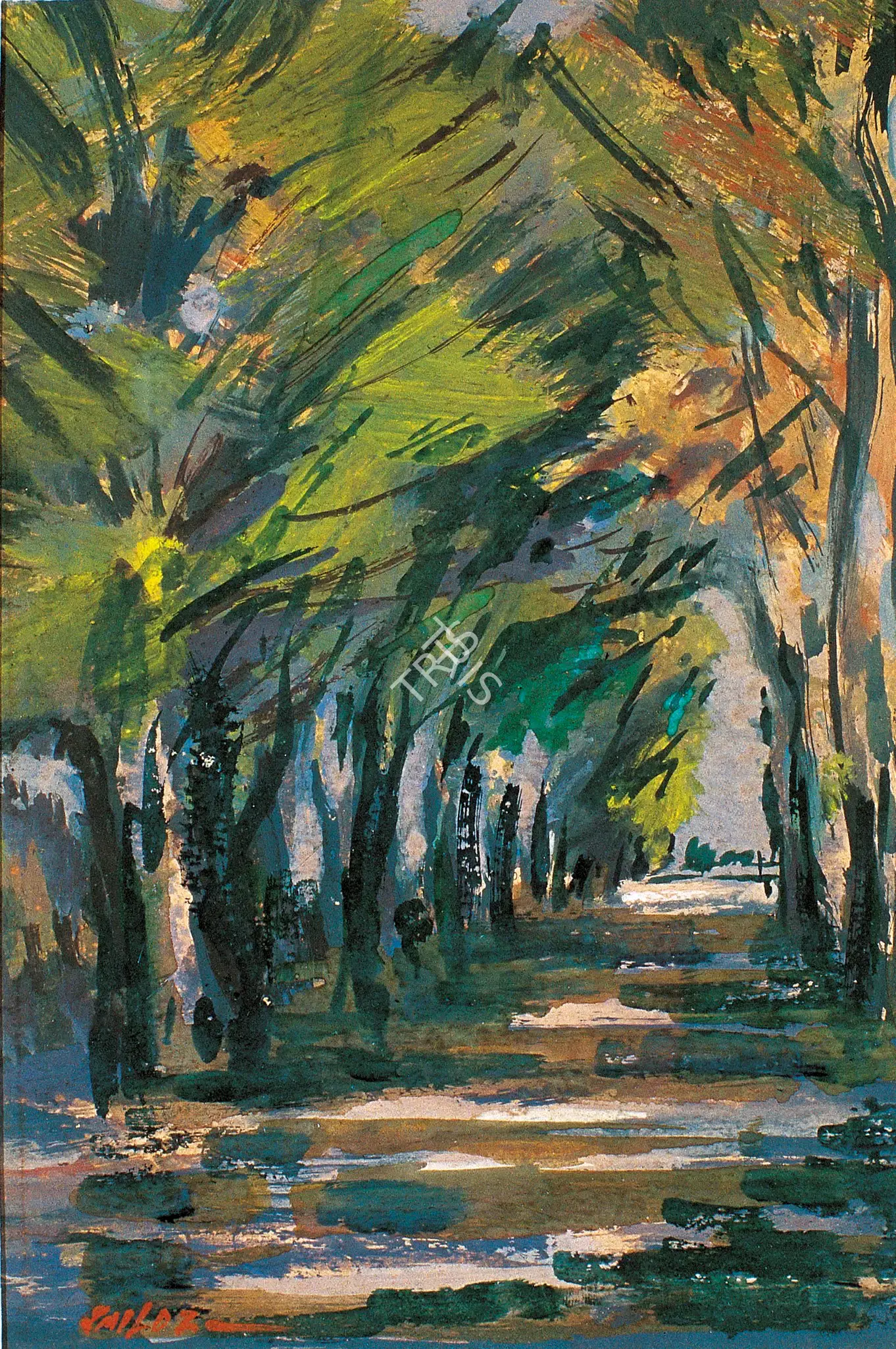 Sailoz Mookherjea (Artist), Landscape, 1958, Painting