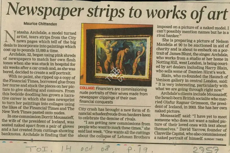 Maurice Chittenden (Reporter), Newspaper Strips to Works of Art, 2008, Newspaper Clipping