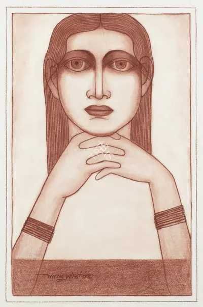 Lalu Prasad Shaw (Artist), Untitled (Woman), 2006, Drawing