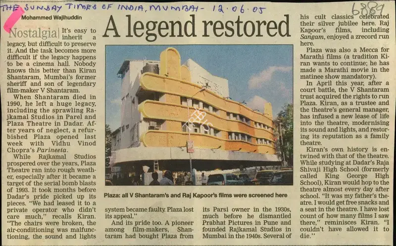 Mohammed Wajihuddin (Reporter), A Legend Restored, 2005, Newspaper Clipping