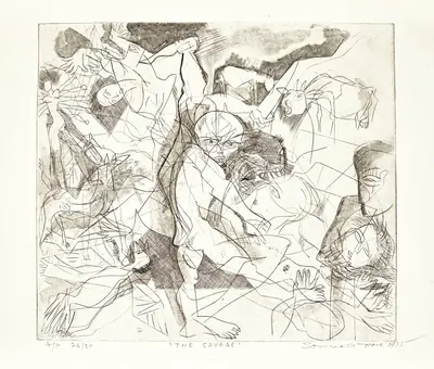 Somnath Hore (Artist), The Savage, 1975, Graphic Art