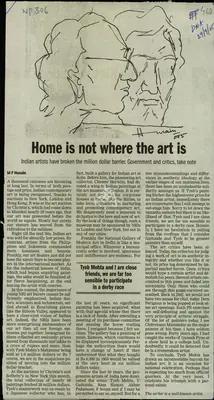M.F. Husain (Artist), Home is Not Where the Art is, 2009, Newspaper Clipping