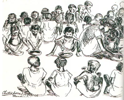 Chittaprosad (Artist), Bengal Famine, 1941, Drawing