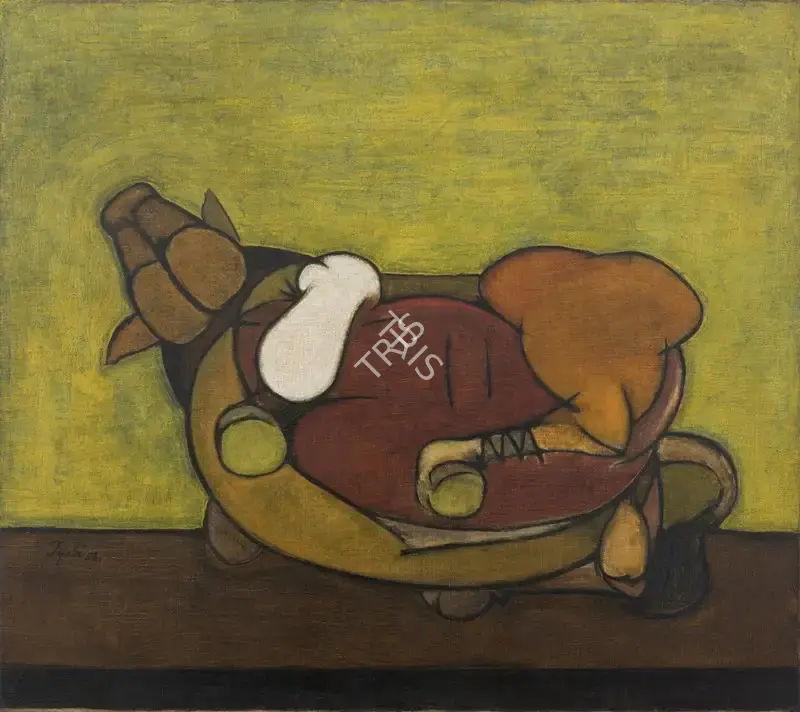 Tyeb Mehta (Artist), Trussed Bull, 1956, Painting