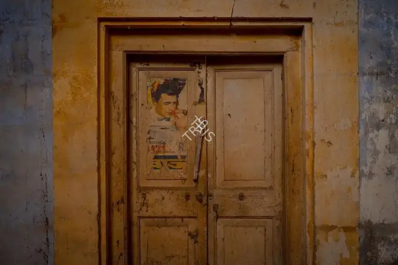 Hemant Chaturvedi (Photographer), Central Talkies, Gondal, Gujarat- Torn Poster of Baazi (1951), 2024, Contemporary Photograph