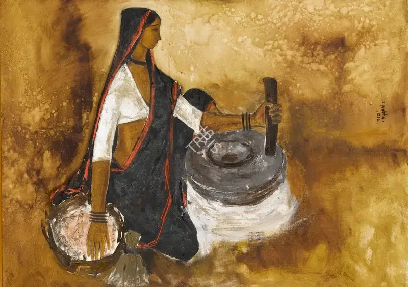 B. Prabha (Artist), Untitled (Village Woman), 1962, Painting