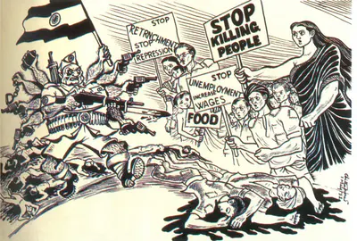 Chittaprosad (Artist), Stop Killing People, 1952, Painting