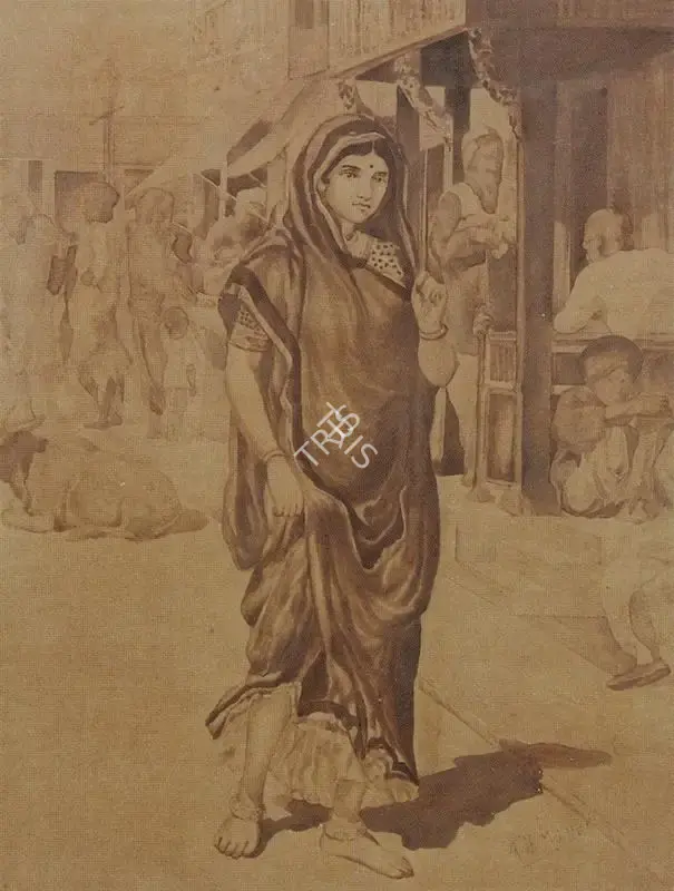 A.H. Muller (Artist), Woman Walking Down a Street, Painting