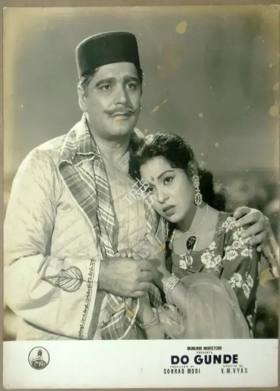Sohrab Modi (Producer), Do Gunde, 1959, Lobby Card