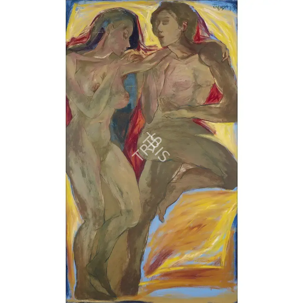 Das, Jatin (Artist). Tenderly Together, 1991 | Painting, 2023 · Asta Guru