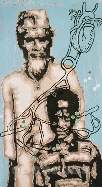 Kallat, Jitish (Artist). Pain-Pleasure-Pause-Proceed, 2002 | Painting, Sa.Onl/04.12.03, 2002