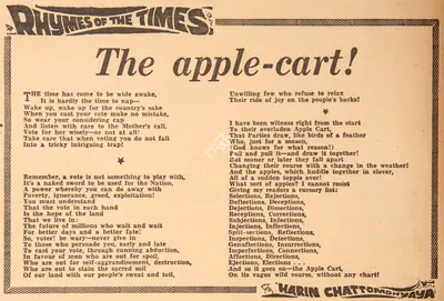 Harindranath Chattopadhyay (Poet), The Apple-Cart, 1971, Poem