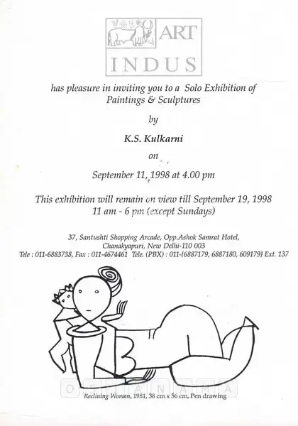 K.S. Kulkarni (Artist), K. S. Kulkarni, 1998, Solo Exhibition Invitation