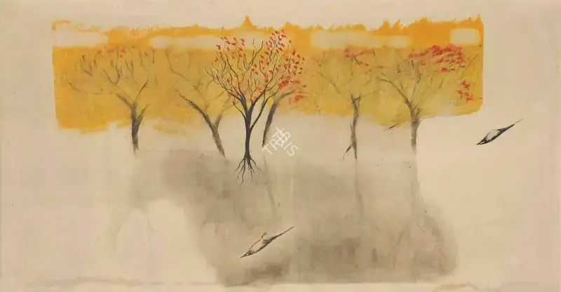 J. Swaminathan (Artist), Untitled (Bird, Tree and Mountain Series), 1980, Painting