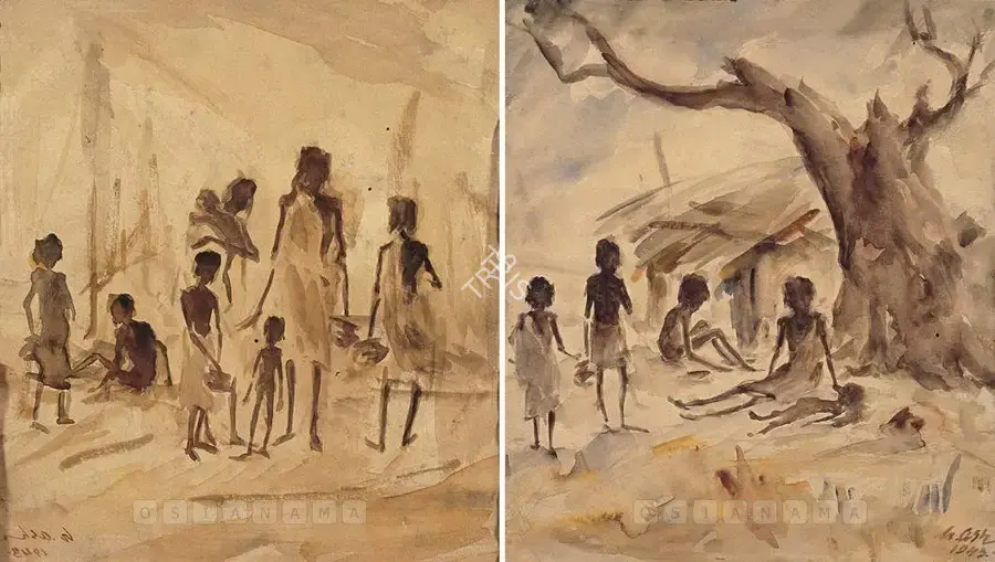 Gobardhan Ash (Artist), Bengal Famine, 1943, Painting