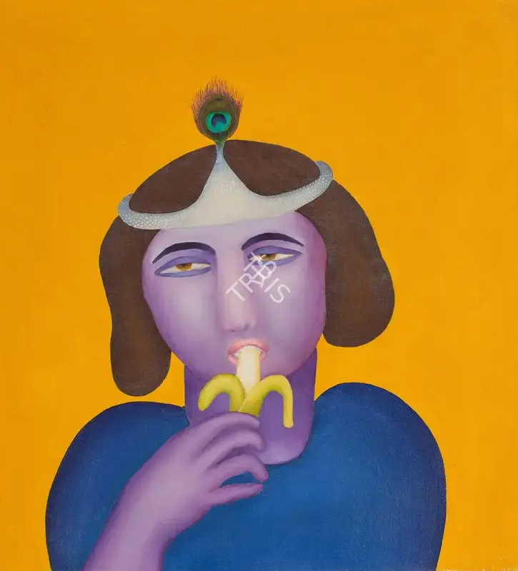 Bawa, Manjit (Artist). Untitled (Krishna Eating a Banana), 1984 | Painting, 2024 · Sotheby's