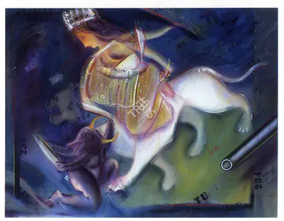 Vinod Dave (Artist), Bakasur Vadh - 3, 1996, Painting
